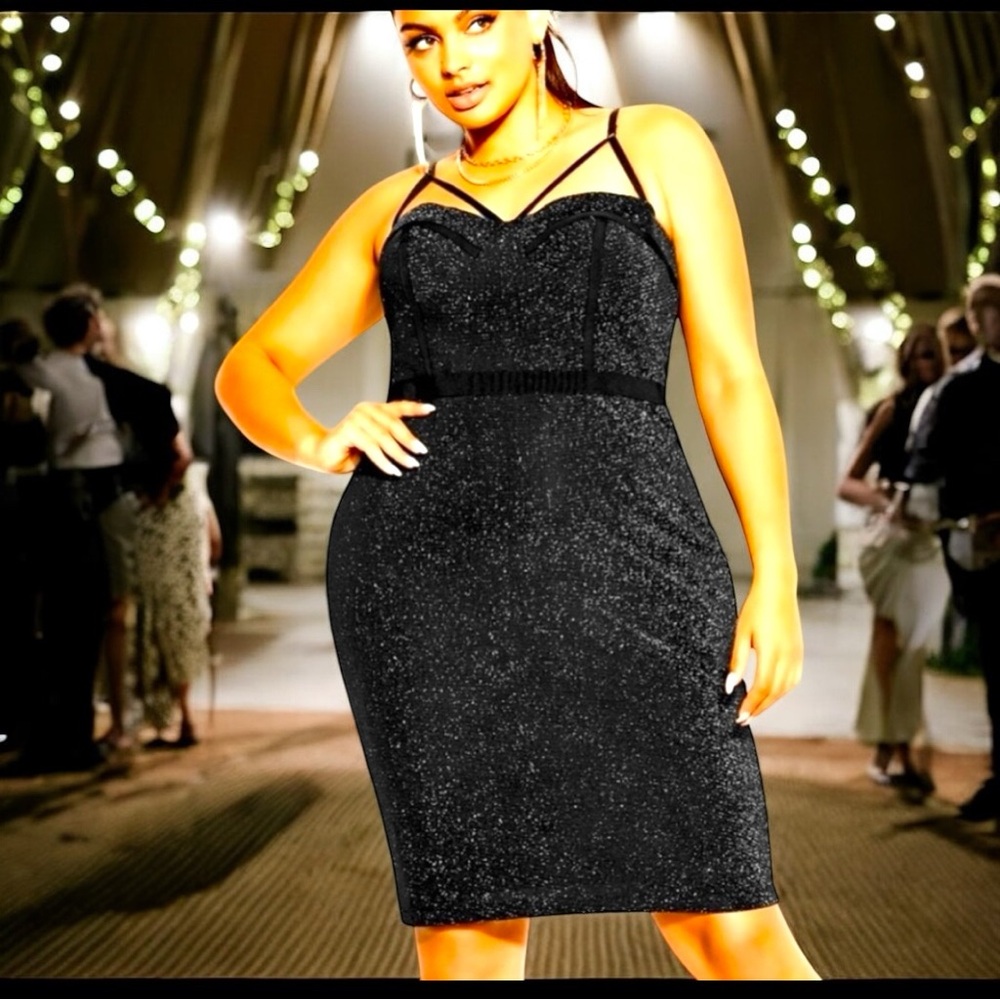 NWT City Chic Glimmer Me Curve-Hugging Flattering Adjustable Strap Party Dress